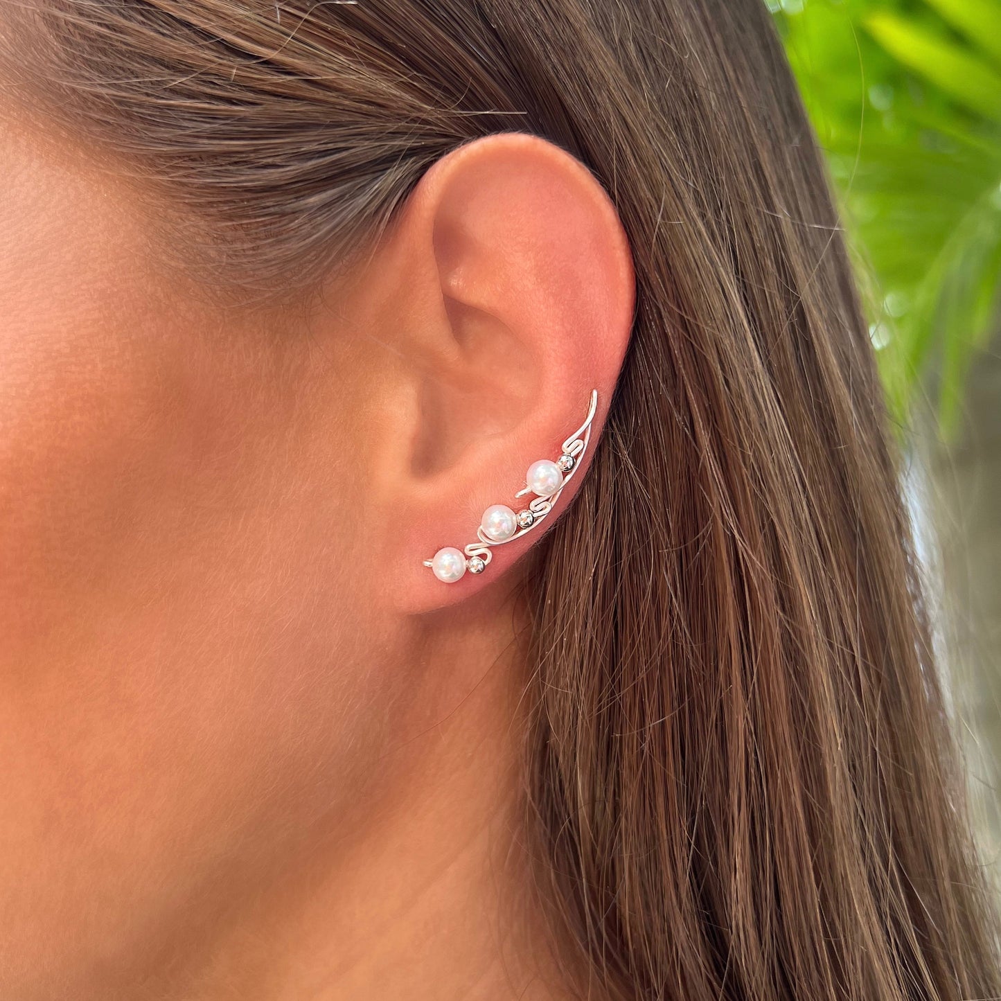 Trepadores de orejas de ala con cuentas de oro - Oro 14k