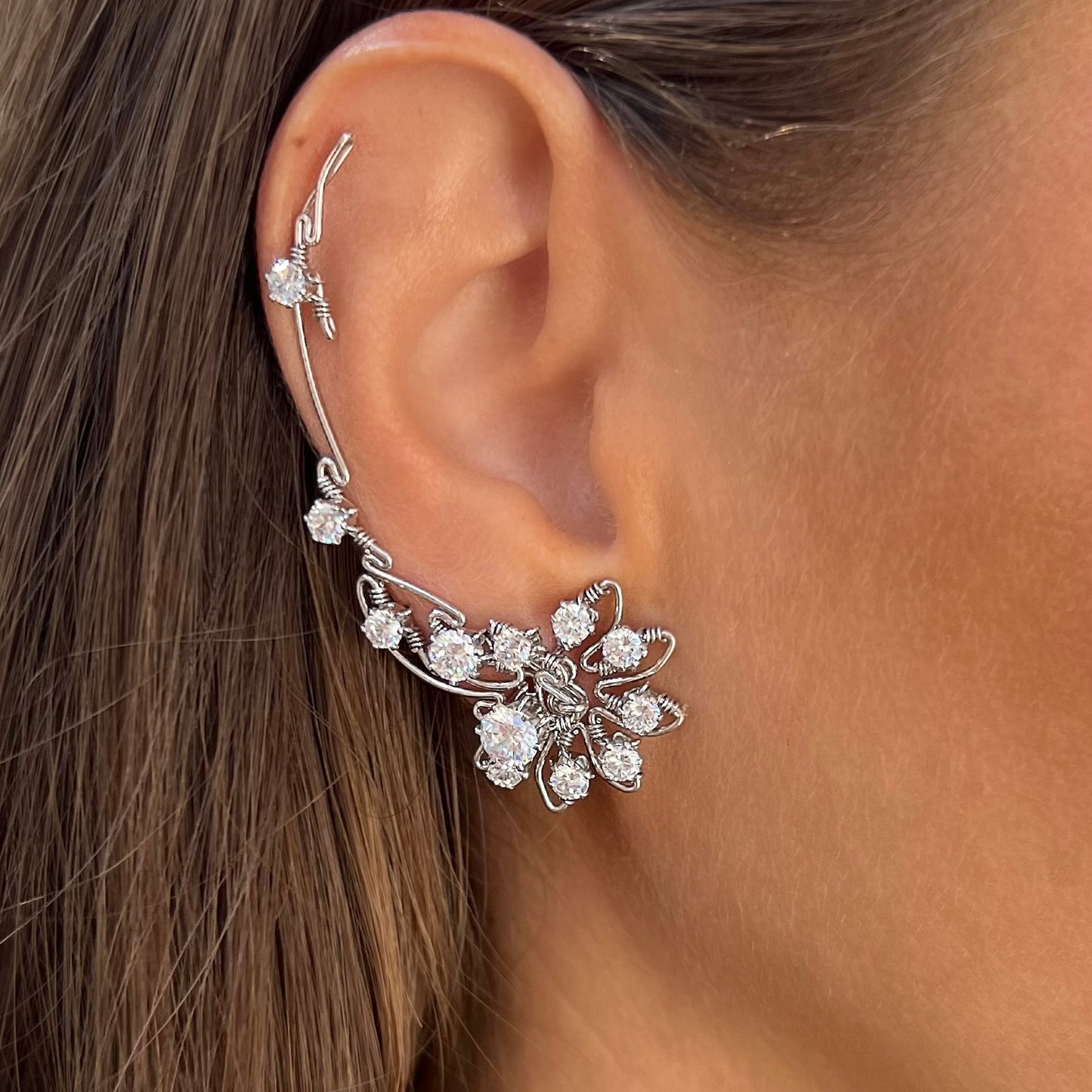 LUNA ear climbers with CZ diamonds - 14K Gold