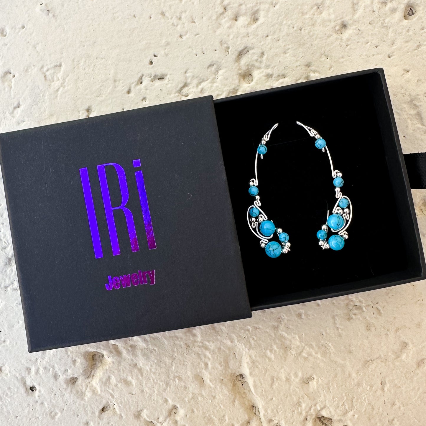 Vine Ear Climbers with Turquoise - Sterling Silver 925