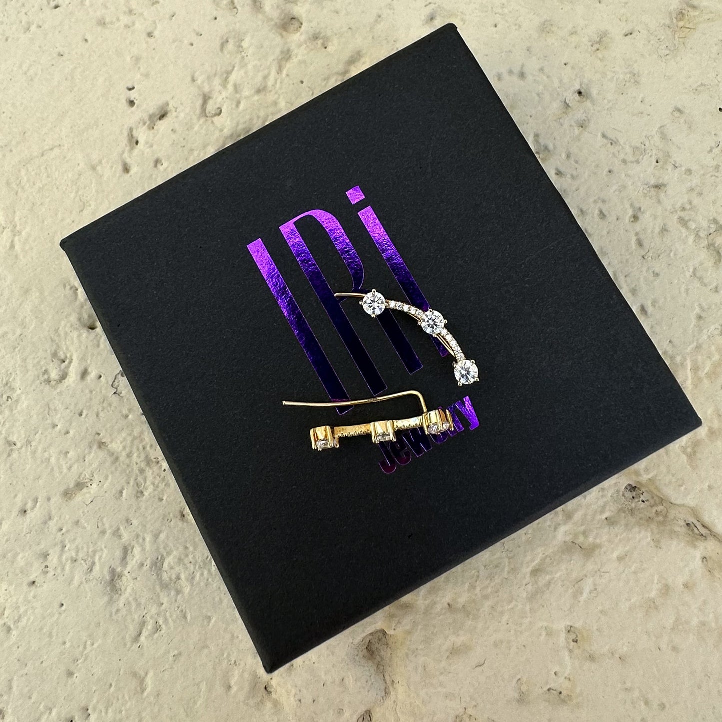 Angel ear climbers with CZ diamonds - 14K Gold