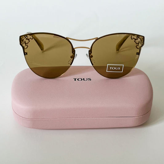 TOUS Women Sunglasses STO 369 Gold Oval Metal Frame
