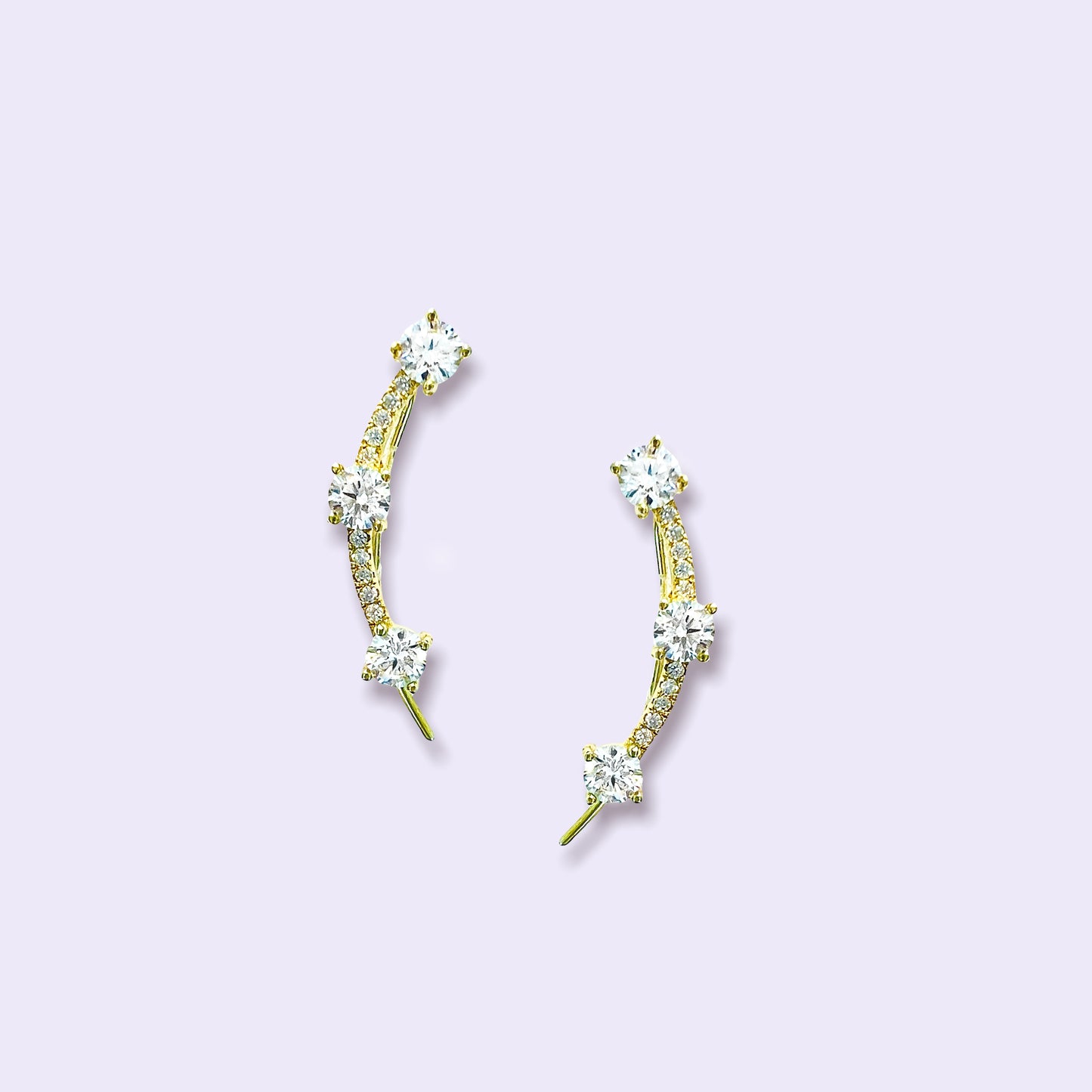 Angel ear climbers with CZ diamonds - Sterling Silver 925