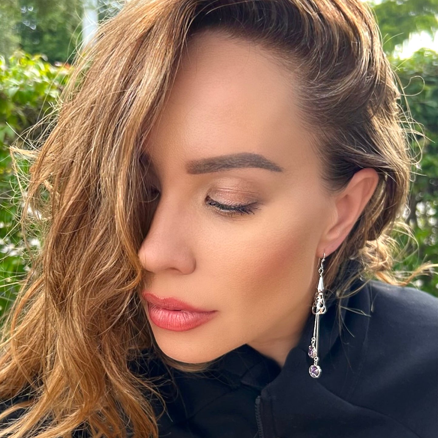 AMETHYST DROP EARRINGS - SILVER