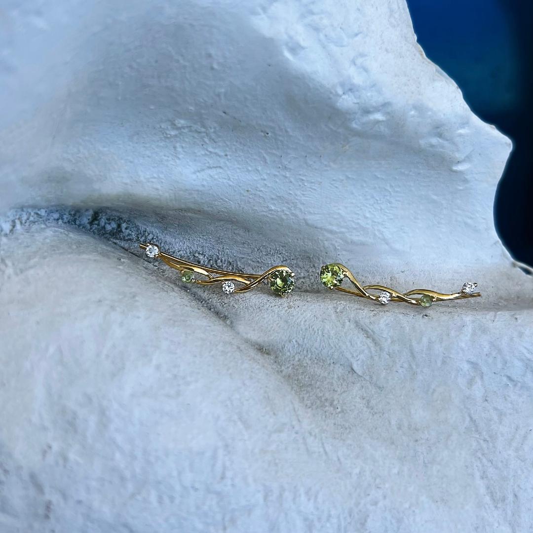GOLD INFINITY EAR CLIMBERS WITH SIMULATED DIAMONDS - WHITE SILVER