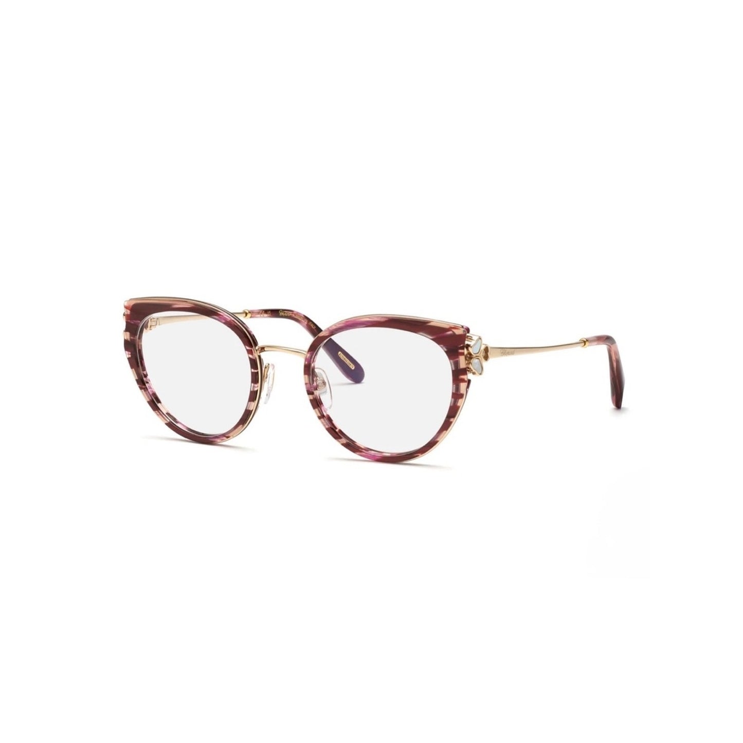 New Chopard VCH367V 01G2 Cat Eye Shiny Streaked Burgundy Women Eyeglasses