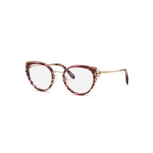 New Chopard VCH367V 01G2 Cat Eye Shiny Streaked Burgundy Women Eyeglasses