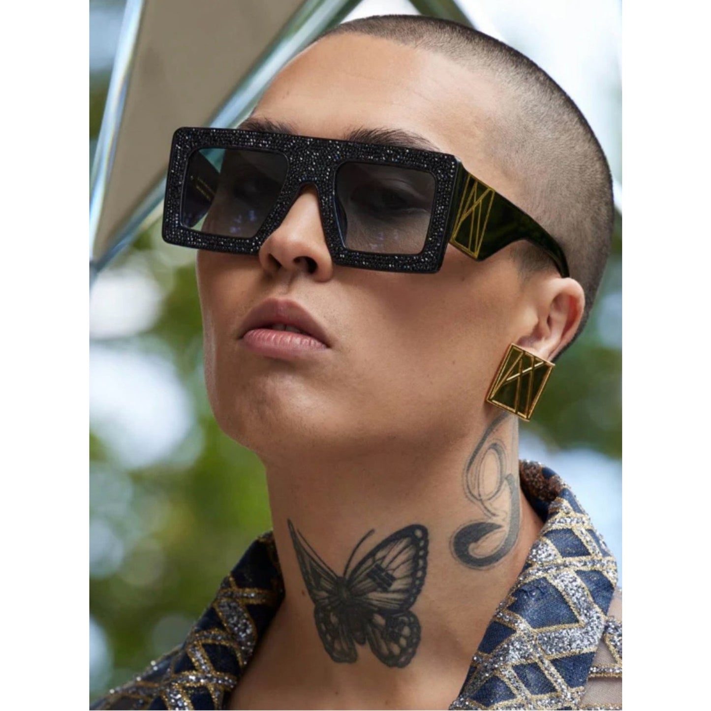 New Anna Karin Karlsson Mother Beep Black Crystal Sunglasses Authentic