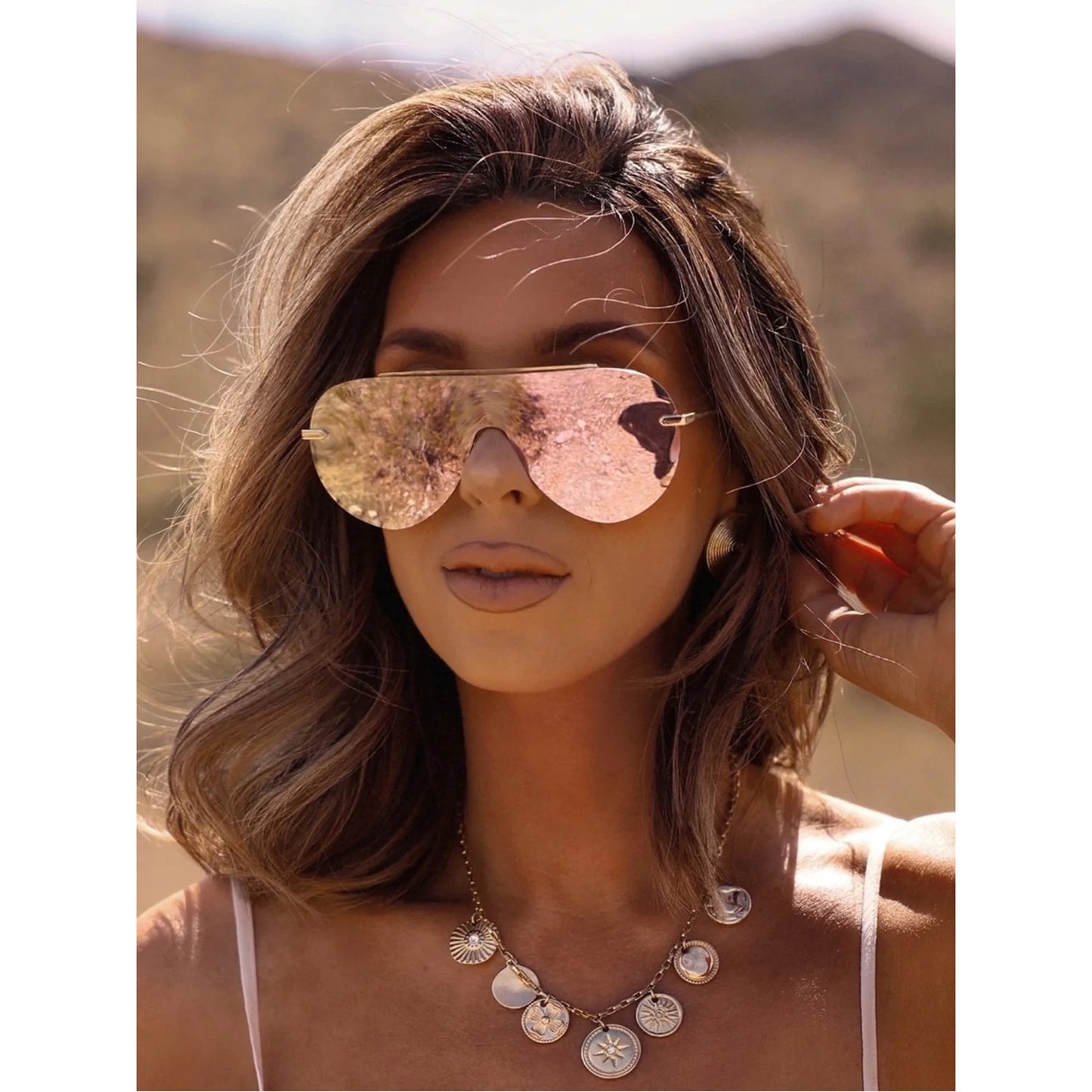 NEW DIFF Eyewear IMANI DE01-0637-GDCBN Gold Sunglasses Authentic