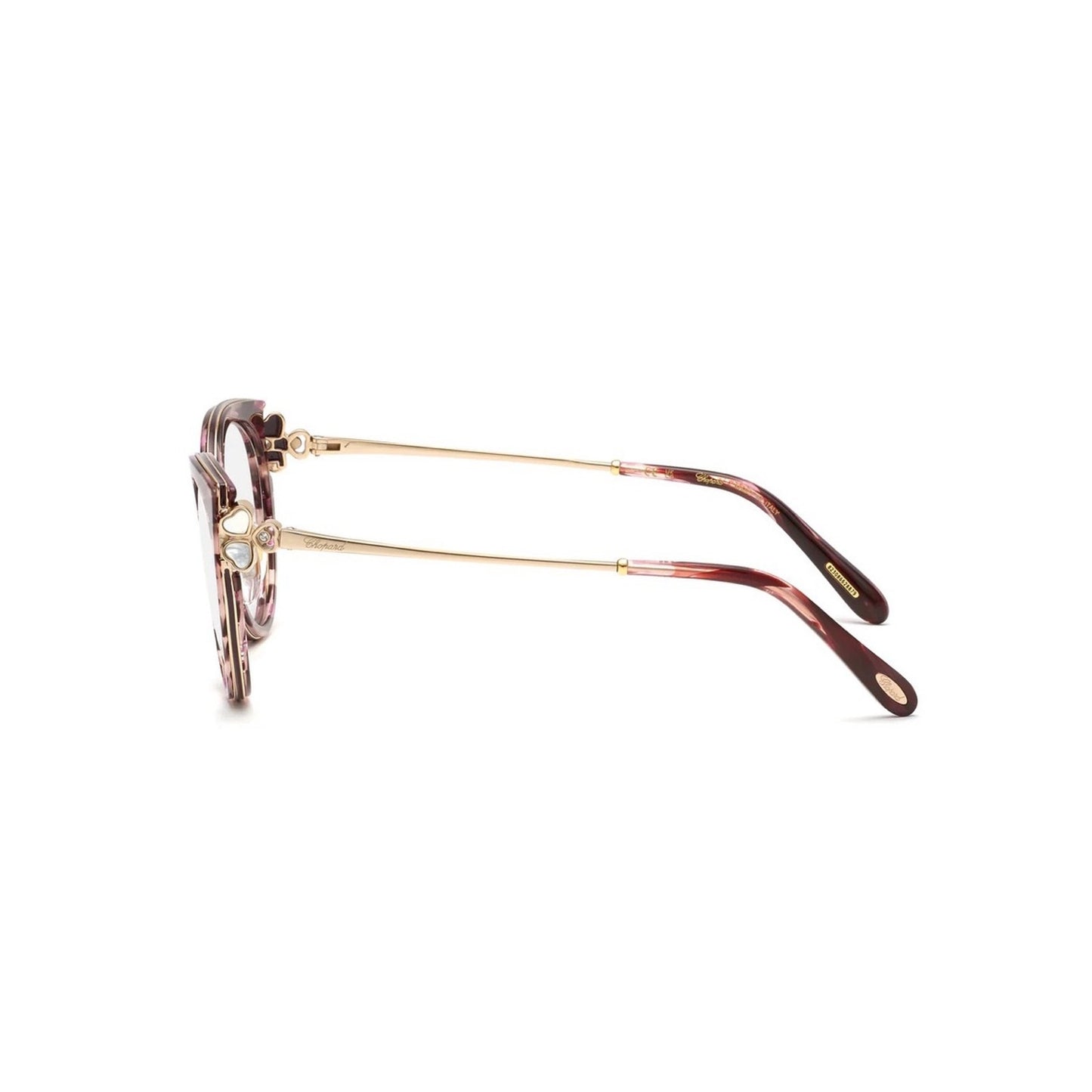 New Chopard VCH367V 01G2 Cat Eye Shiny Streaked Burgundy Women Eyeglasses