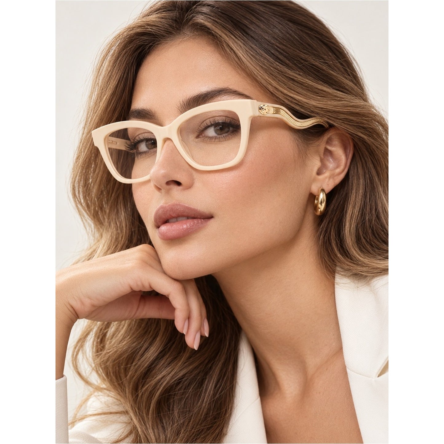NEW Roberto Cavalli VRC072 09X7 Shiny Beige Eyeglasses Authentic