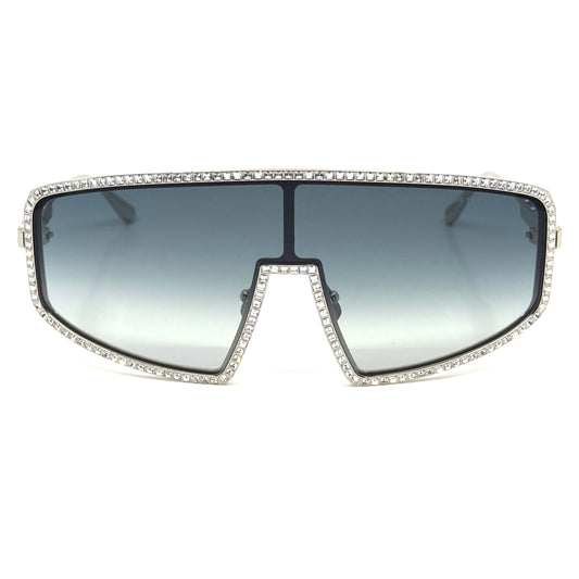 Anna Karin Karlsson Shady Luv 2.0 White Gold Shield Sunglasses Authentic