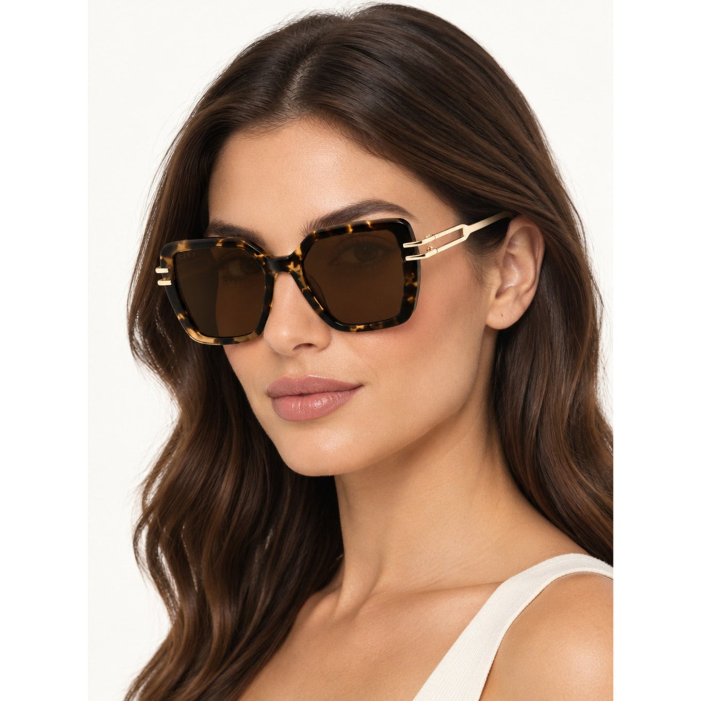 NEW DIFF Eyewear DASHA DE01-0870 Espresso Tortoise Gold Sunglasses Authentic