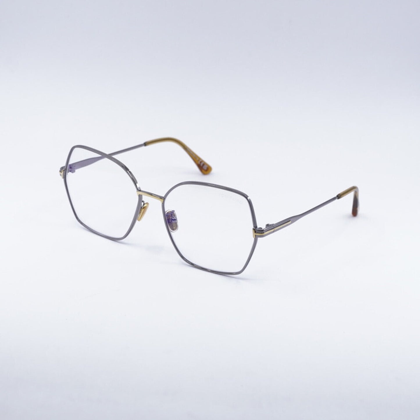 NEW Tom Ford FT5876-B 014 Shiny Light Ruthenium Sunglasses Authentic
