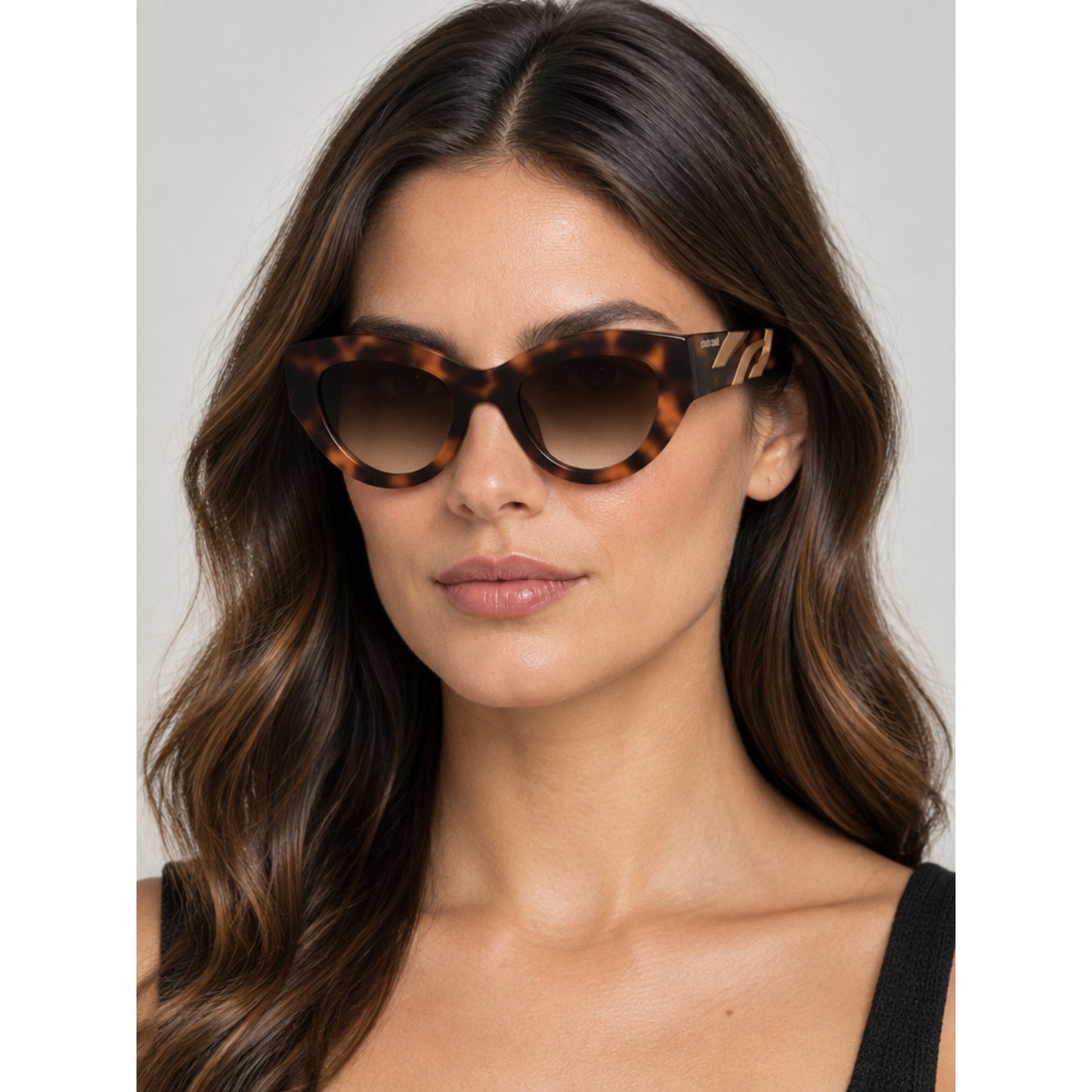 NEW Roberto Cavalli SRC009M 02BV Shiny Dark Havana Sunglasses Authentic