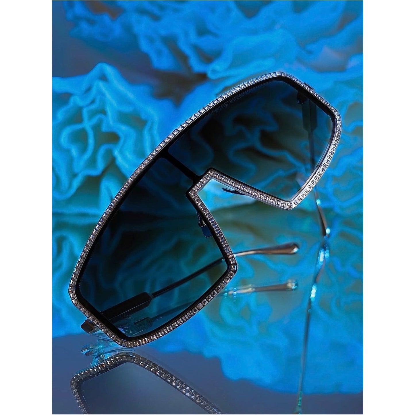 New Anna Karin Karlsson Shady Luv 2.0 White Gold Shield Sunglasses Authentic