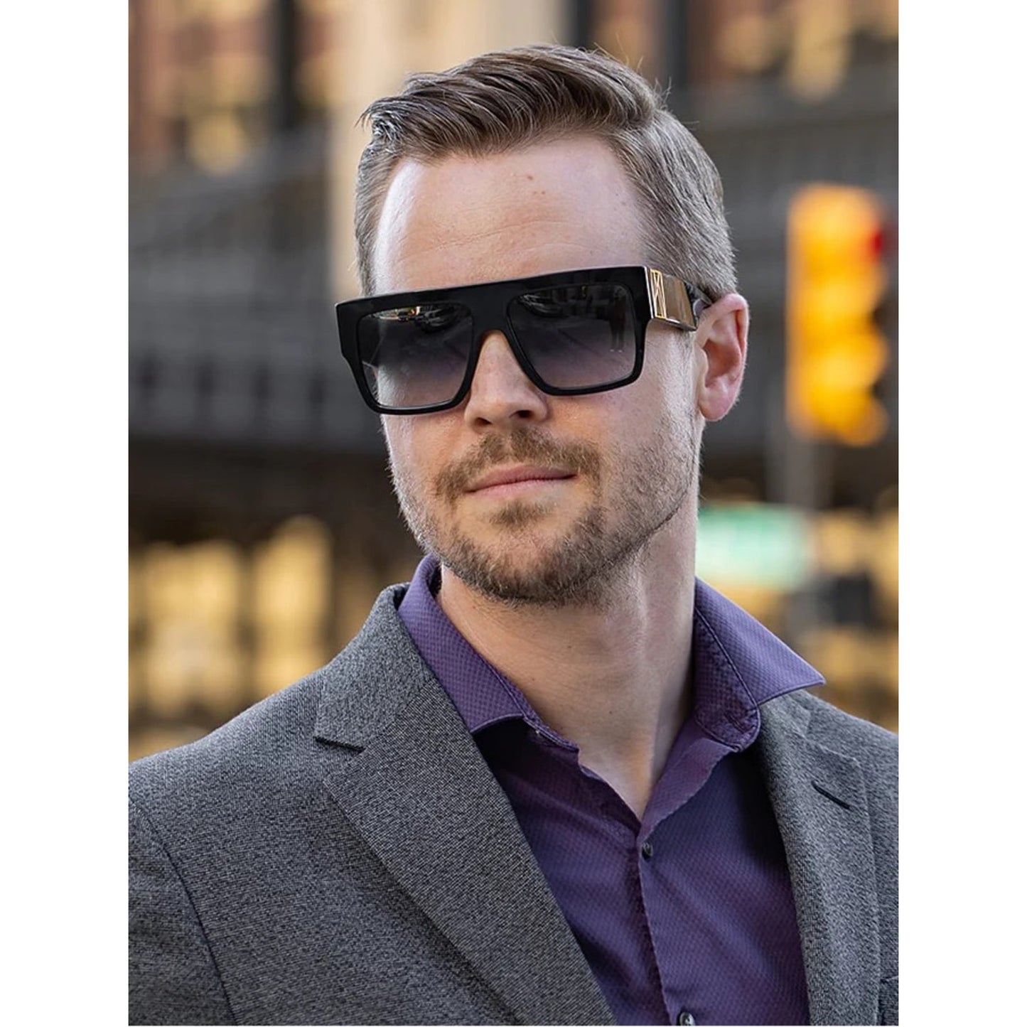 New Anna Karin Karlsson Mr 3Am Stories Black Gold Flat Top Unisex Sunglasses