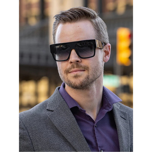 New Anna Karin Karlsson Mr 3Am Stories Black Gold Flat Top Unisex Sunglasses