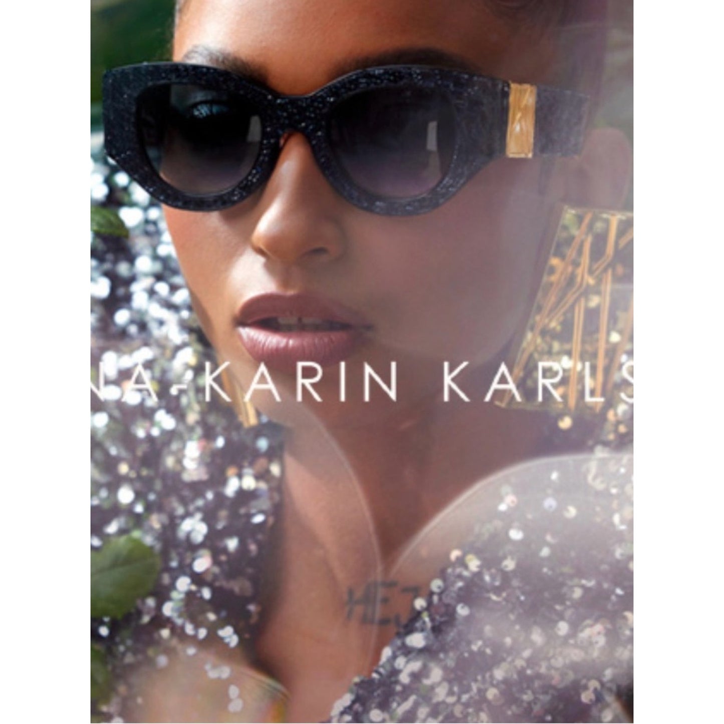 New Anna Karin Karlsson Lucky Goes To Vegas Black Crystal Sunglasses Authentic