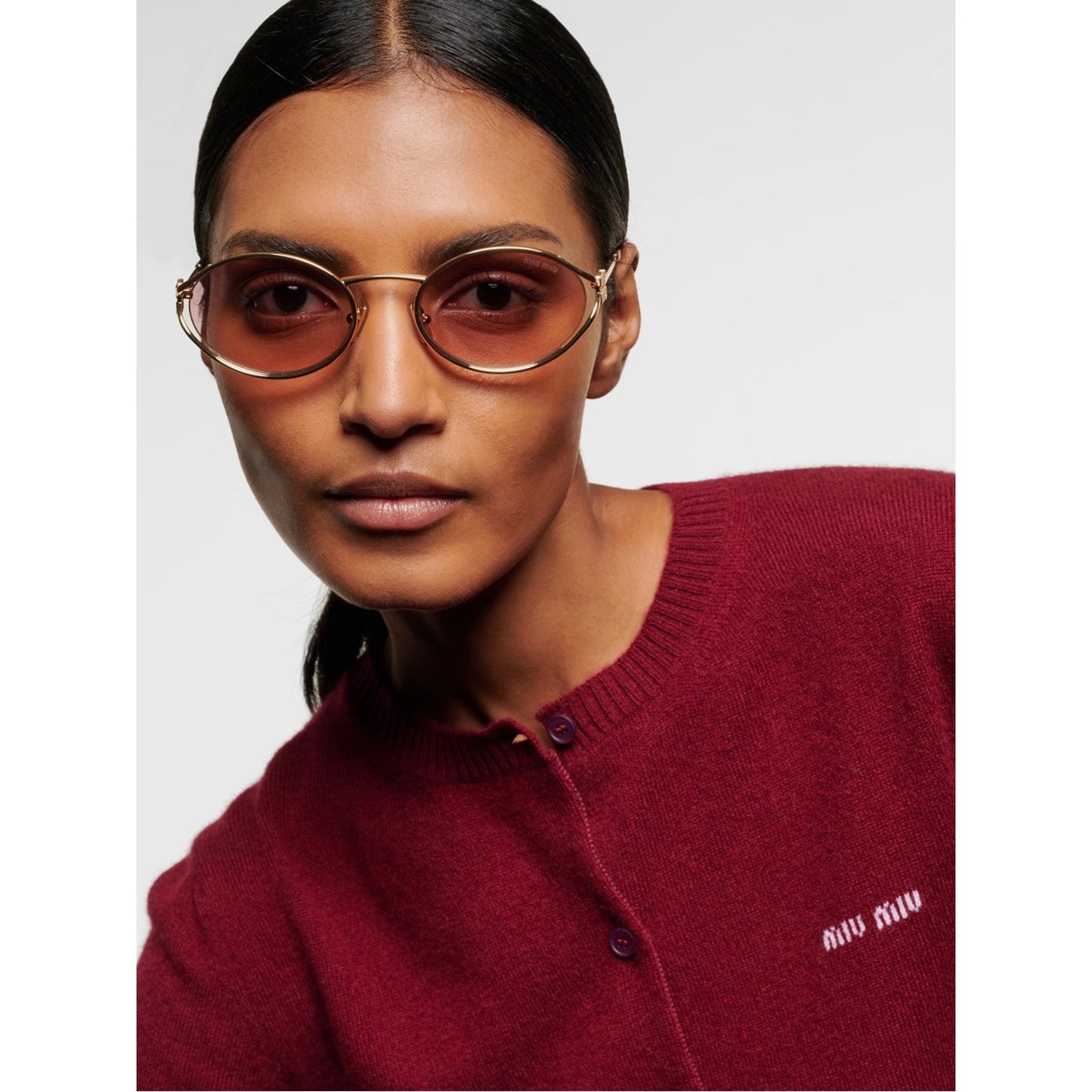 Miu Miu MU52YS 5AK06S Gold Sunglasses New Authentic