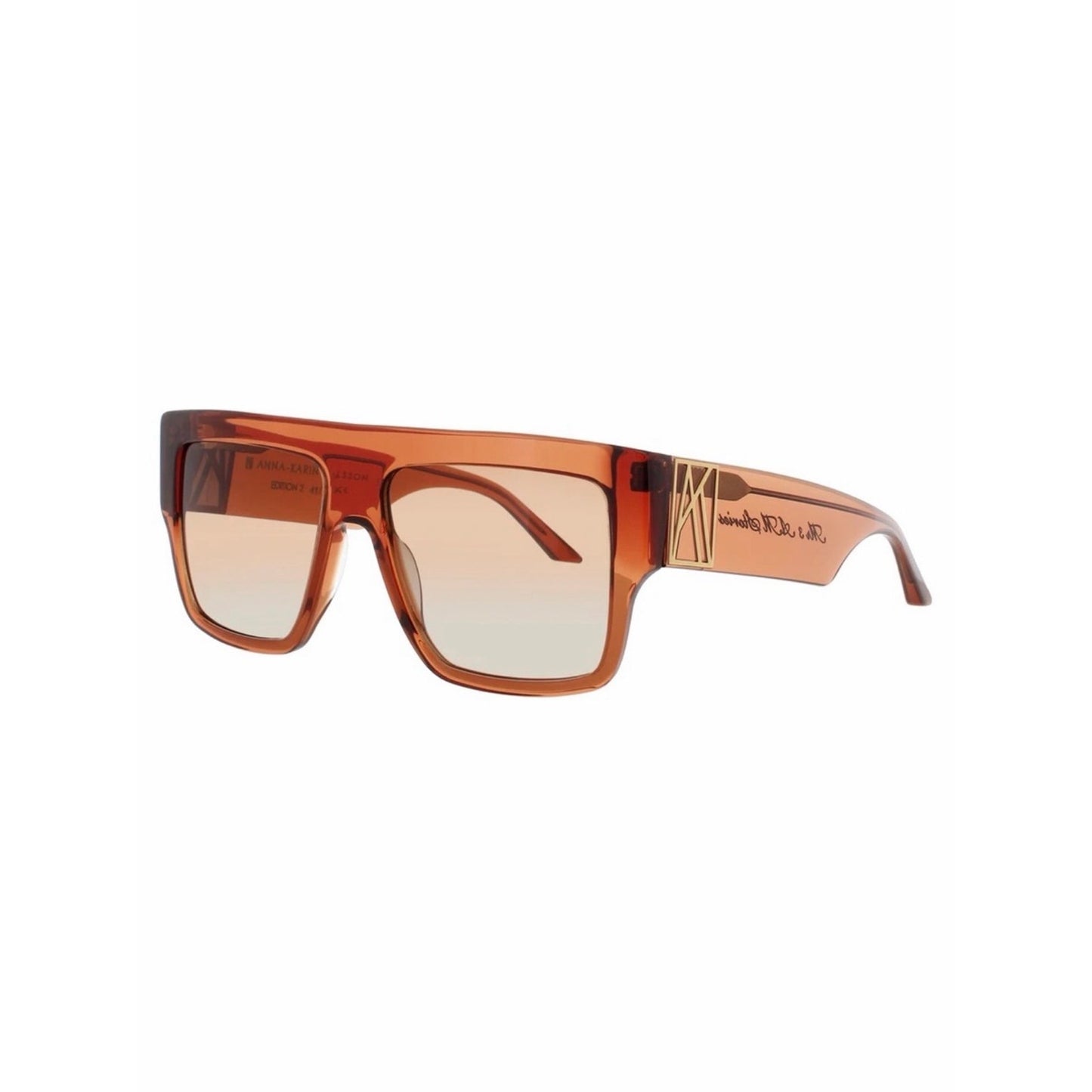 New Anna Karin Karlsson Mr 3Am Stories Fudge Gold Brown Unisex Sunglasses