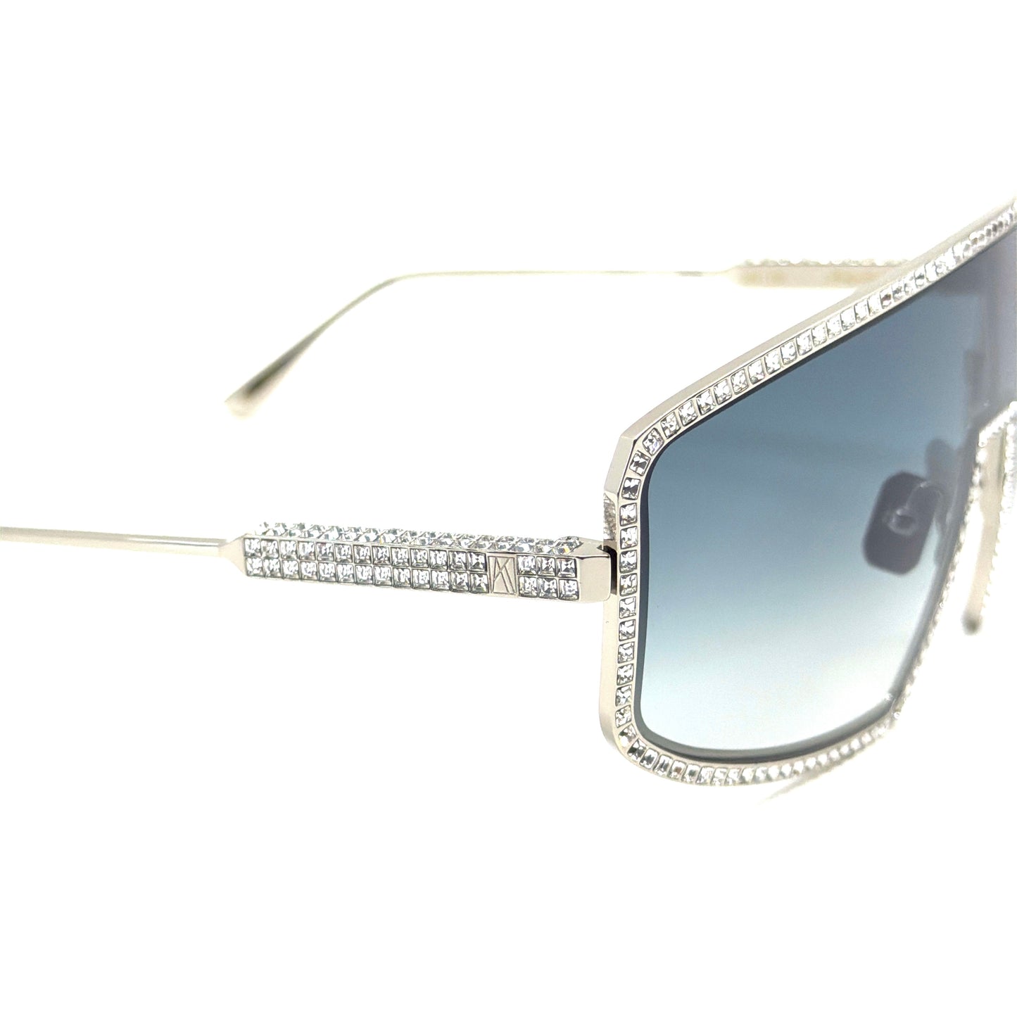 Anna Karin Karlsson Shady Luv 2.0 White Gold Shield Sunglasses Authentic