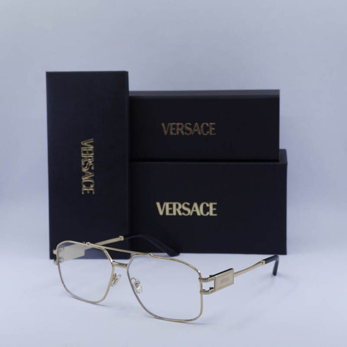 NEW Versace VE1302 1002 Gold Eyeglasses Authentic