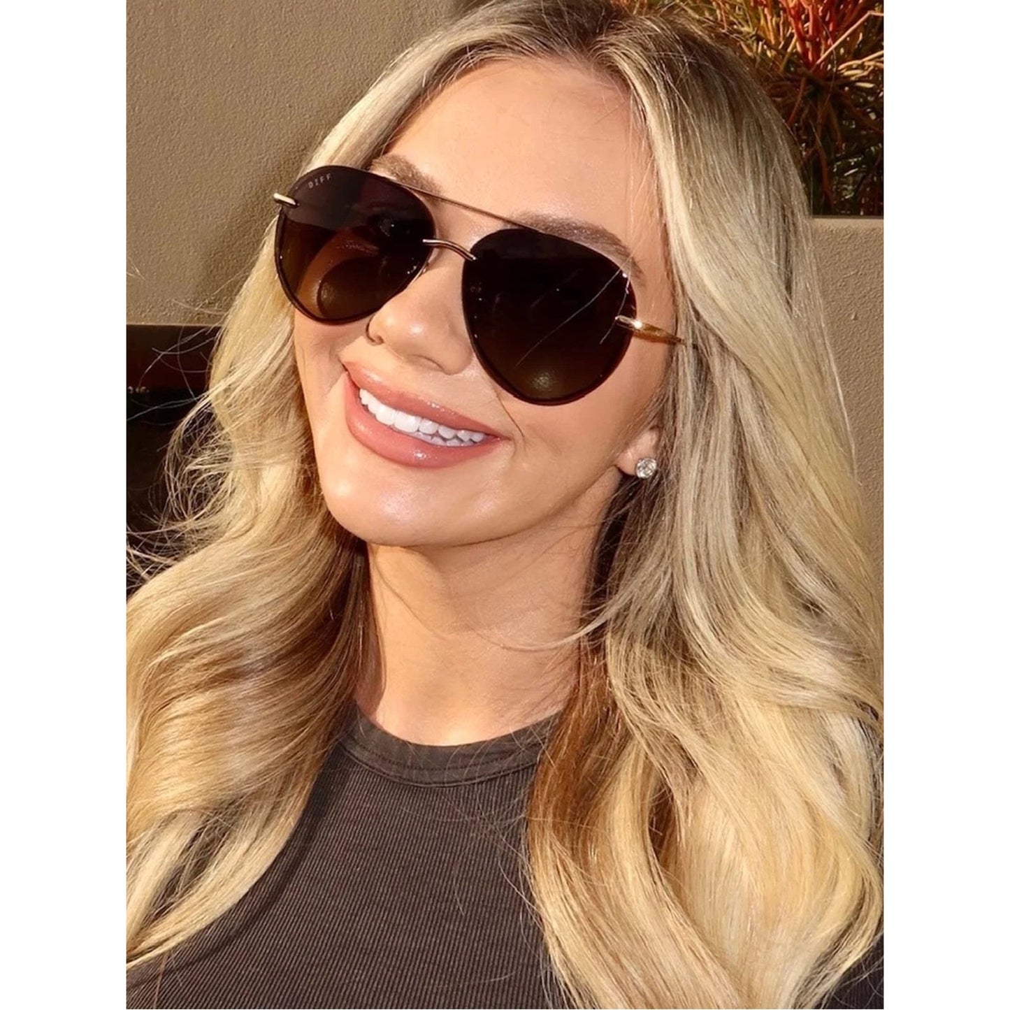NEW DIFF Eyewear LENOX GD-GG122P Gold Black Sunglasses Authentic