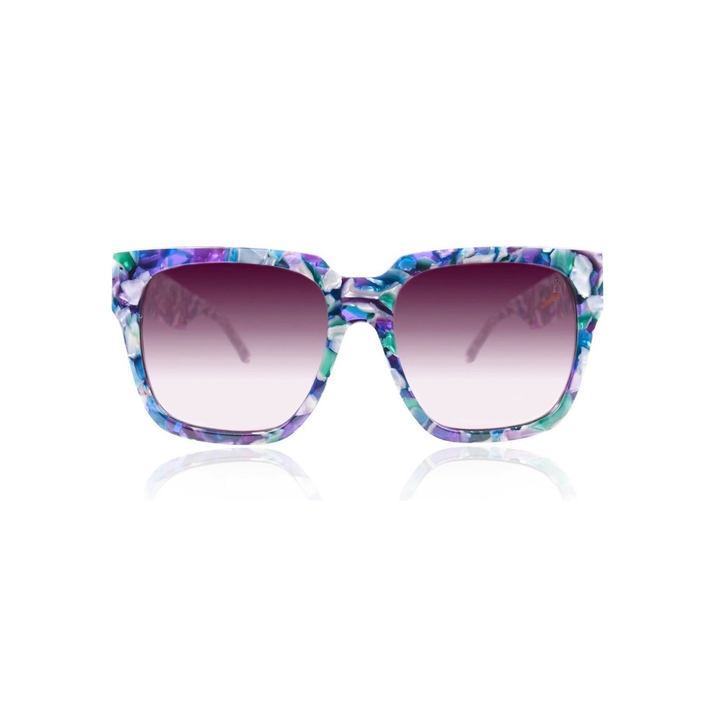 New Anna Karin Karlsson Coco Stories Winter Square Sunglasses Blue-Purple Marble