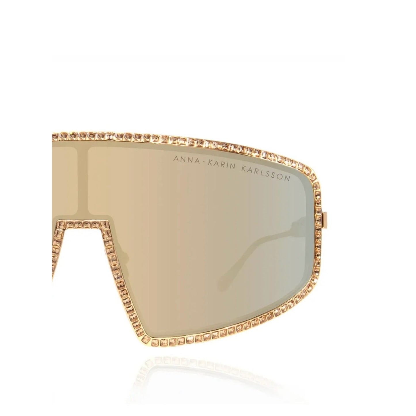 New Anna Karin Karlsson Shady Luv 2.0 Gold Blush Mirror Shield Mask Sunglasses