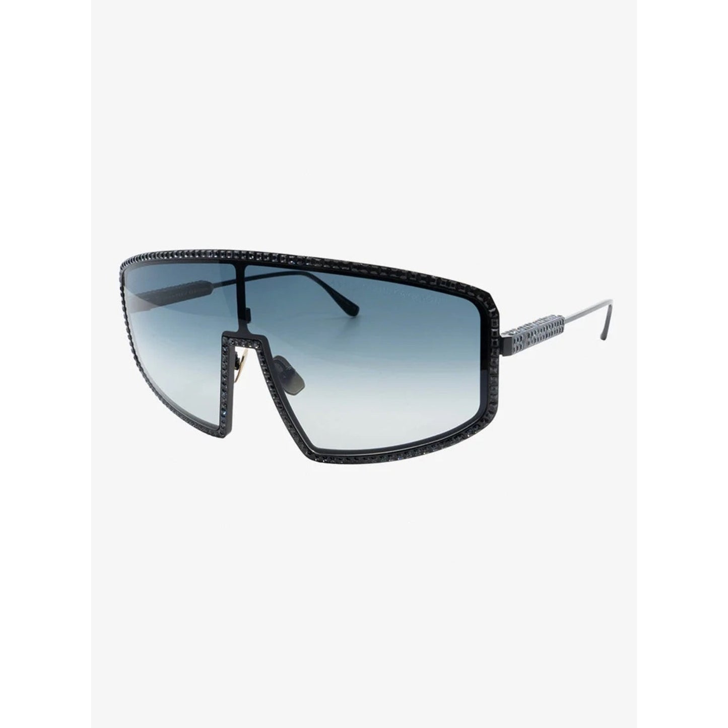 New Anna Karin Karlsson Shady Luv 2.0 Black Shield Swarovski Sunglasses