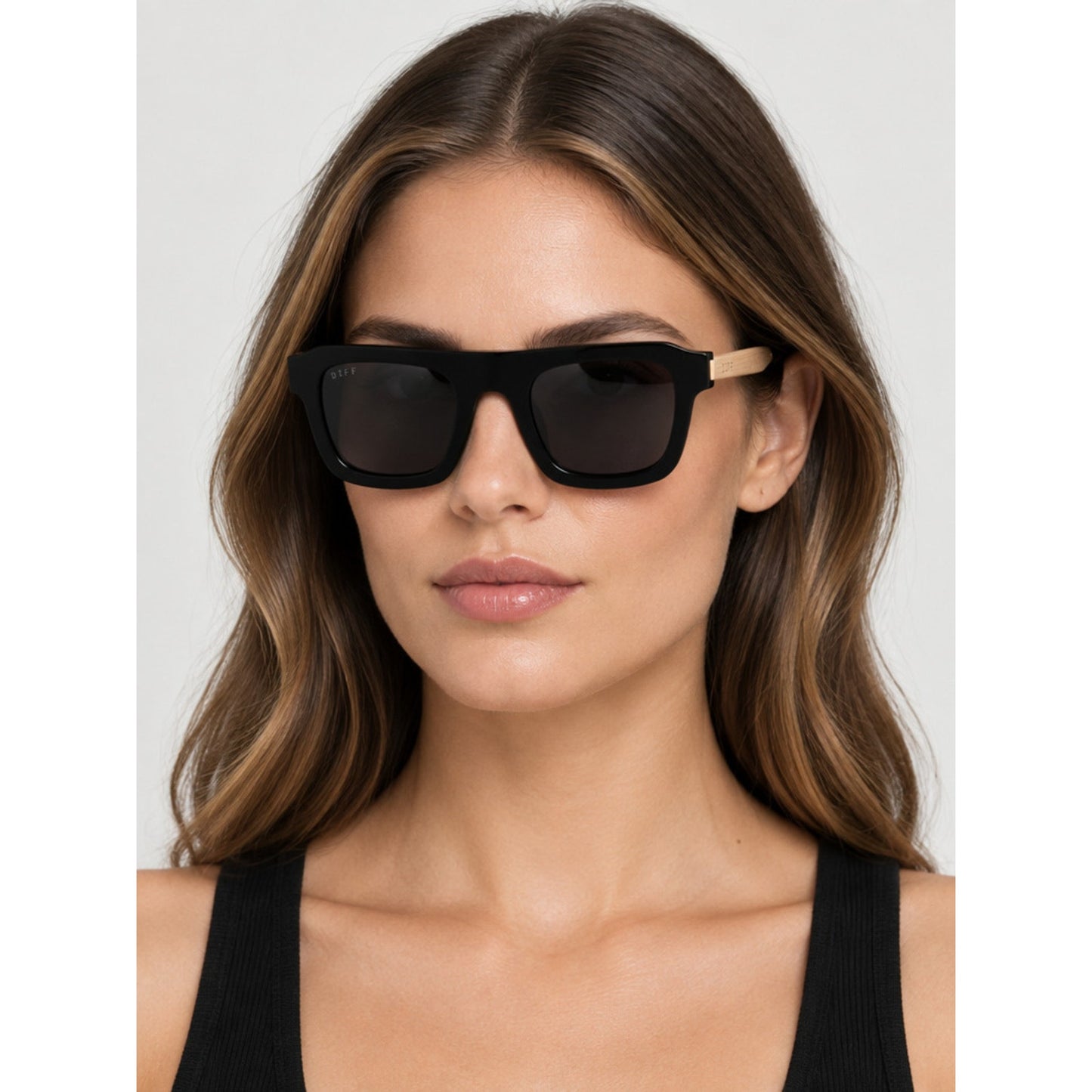 NEW DIFF Eyewear SDFALDE 0BLA Black Sunglasses Authentic