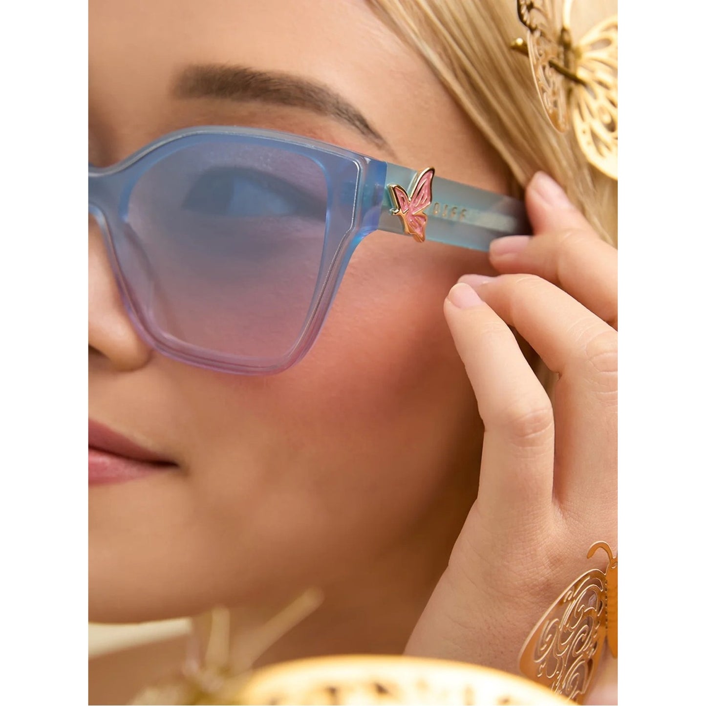 NEW DIFF Eyewear Glinda Upland Butterfly DE01-0865 Sunglasses Authentic