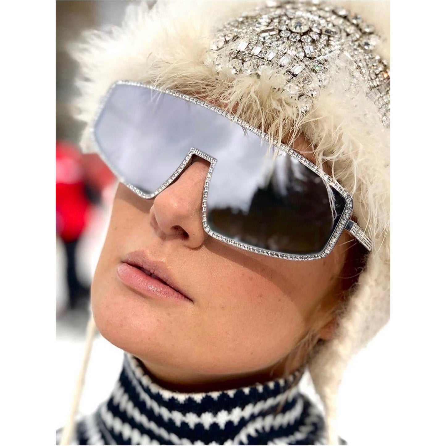 New Anna Karin Karlsson Shady Luv 2.0 White Gold Shield Sunglasses Authentic