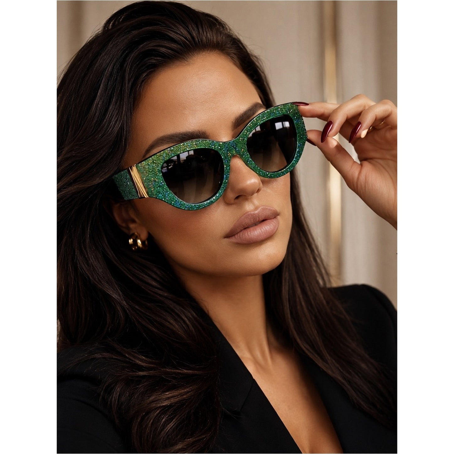 New Anna Karin Karlsson Green Lucky Goes To Vegas Emerald Crystal Sunglasses
