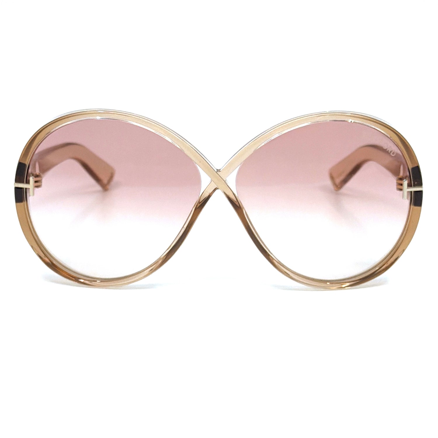 Tom Ford Edie-02 TF1116 45T women’s sunglasses in shiny transparent light brown acetate with gradient Bordeaux lenses