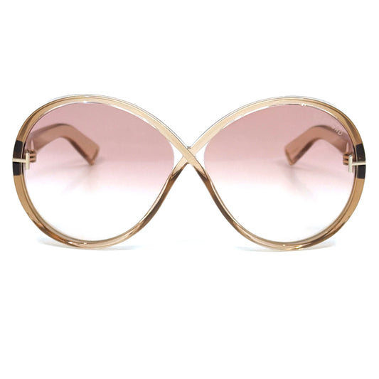 Tom Ford Edie-02 TF1116 45T women’s sunglasses in shiny transparent light brown acetate with gradient Bordeaux lenses