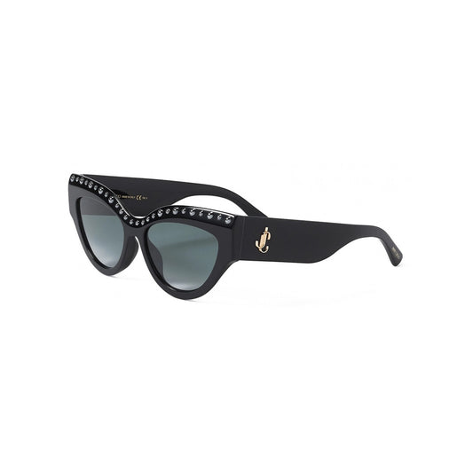 New Jimmy Choo SONJA/G/S Black Cat-Eye Sunglasses with Crystal Stud Trim