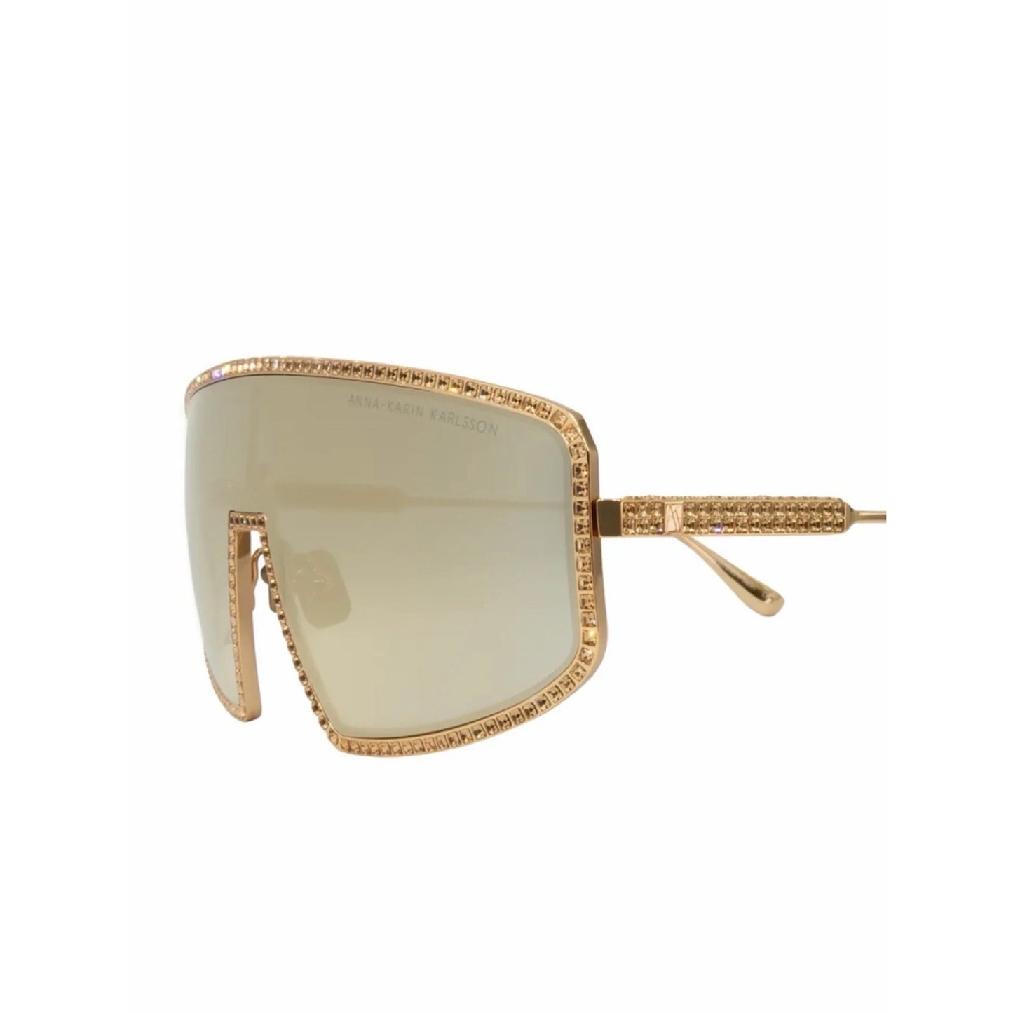 New Anna Karin Karlsson Shady Luv 2.0 Gold Blush Mirror Shield Mask Sunglasses