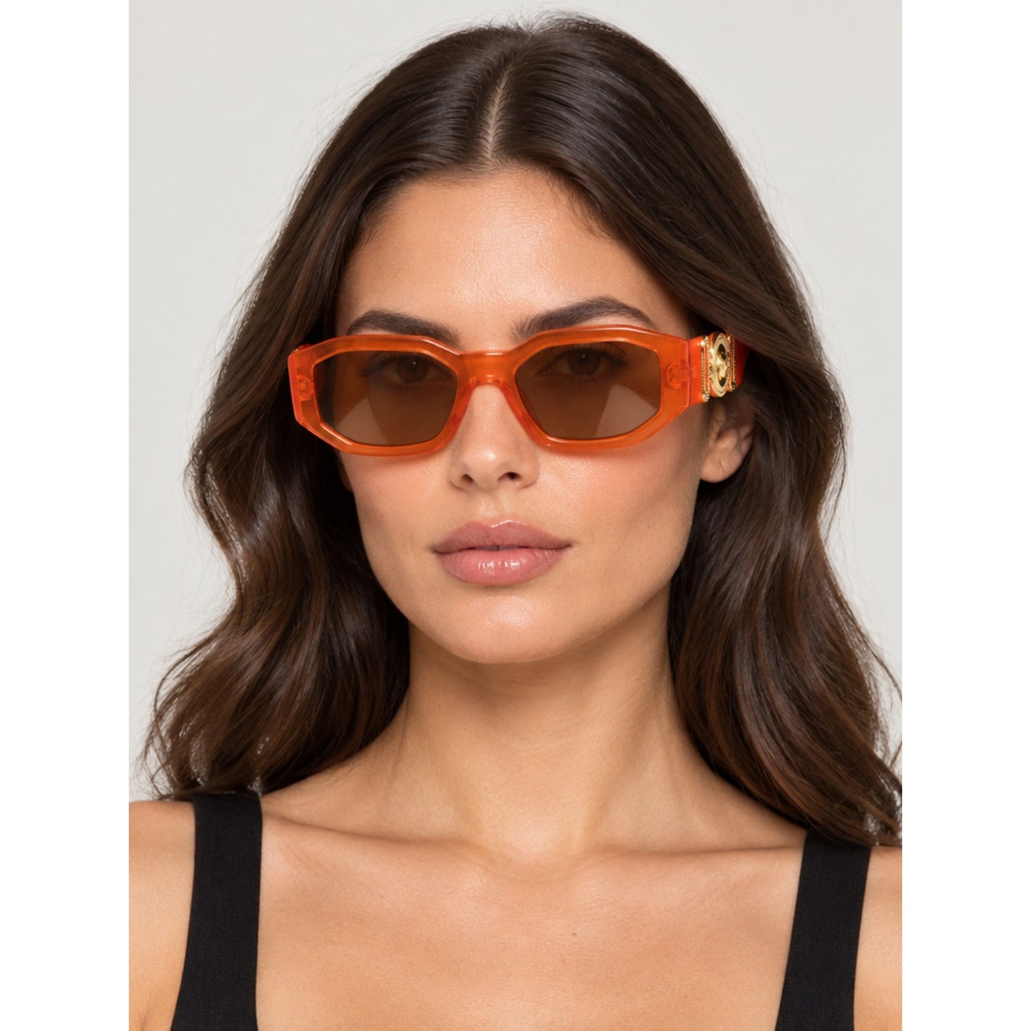 NEW Versace VE4361 552763 Transparent Papaya Orange Sunglasses Authentic