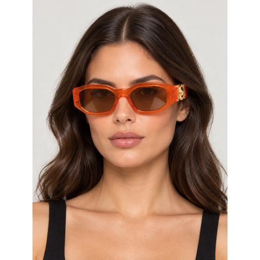 NEW Versace VE4361 552763 Transparent Papaya Orange Sunglasses Authentic