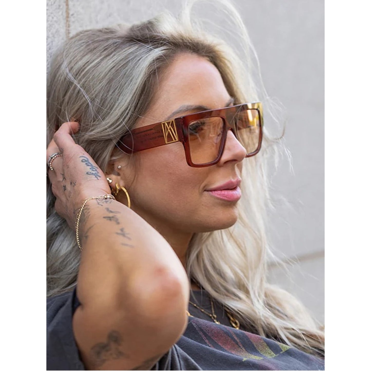 New Anna Karin Karlsson Mr 3Am Stories Fudge Gold Brown Unisex Sunglasses