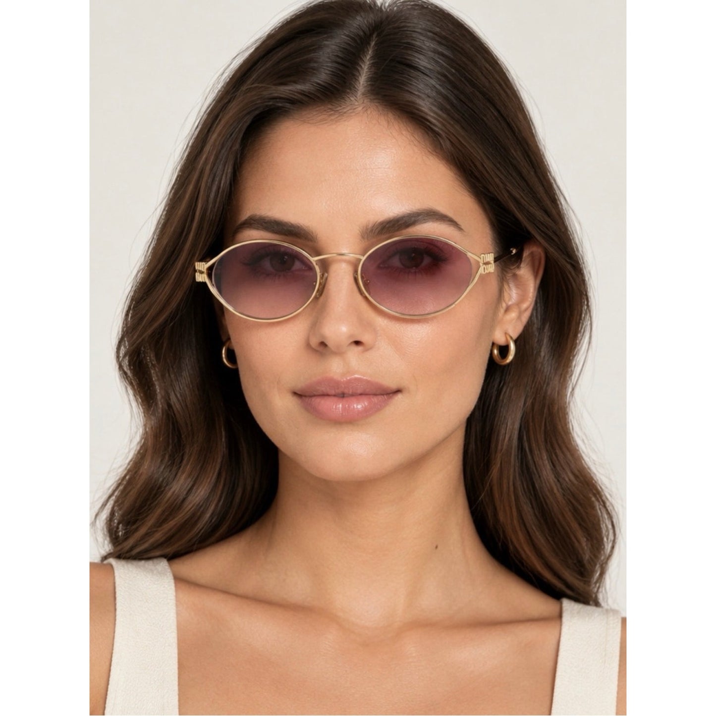 Miu Miu MU52YS 5AK06S Gold Sunglasses New Authentic