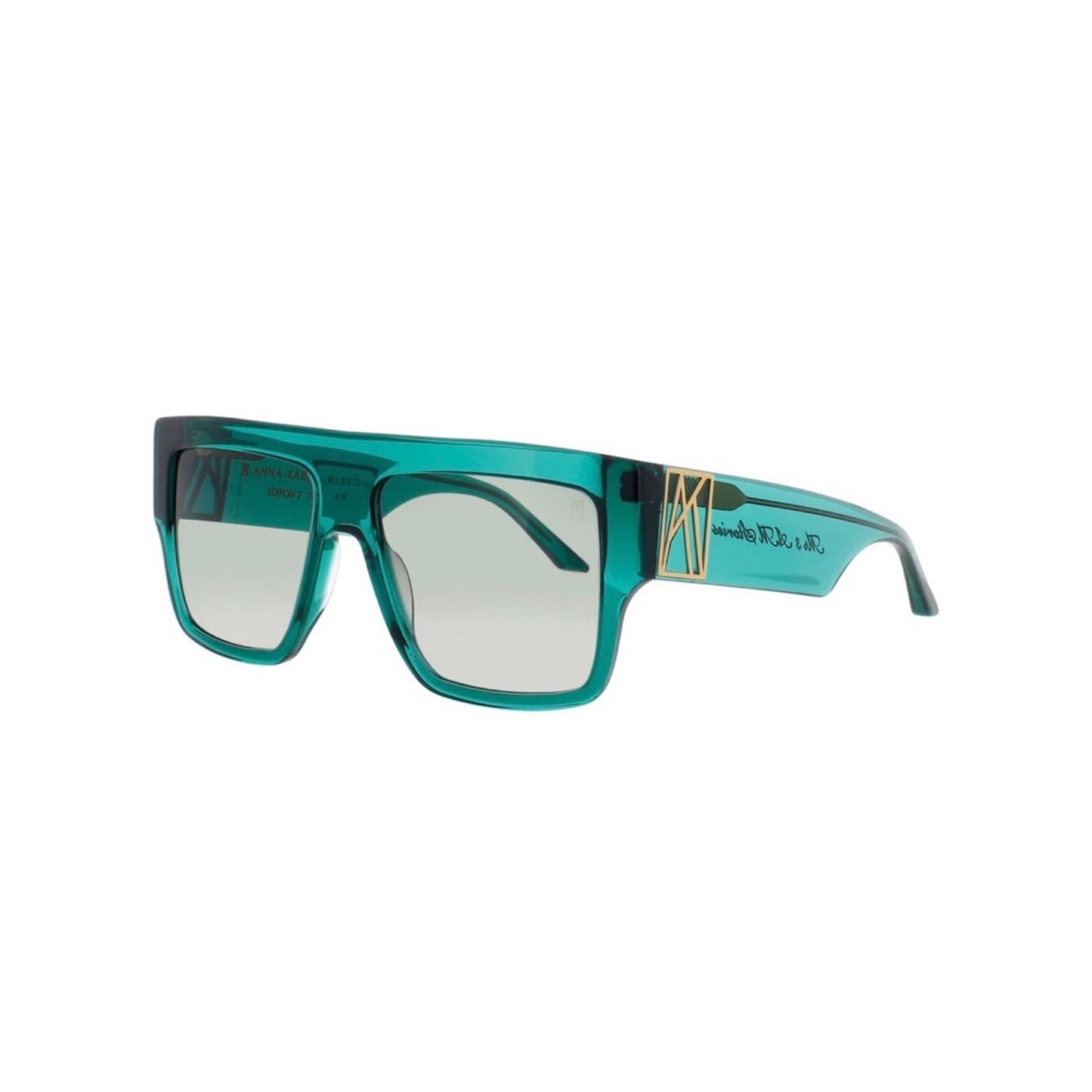 New Anna Karin Karlsson MR 3AM Stories Emerald Green Oversized Square Sunglasses
