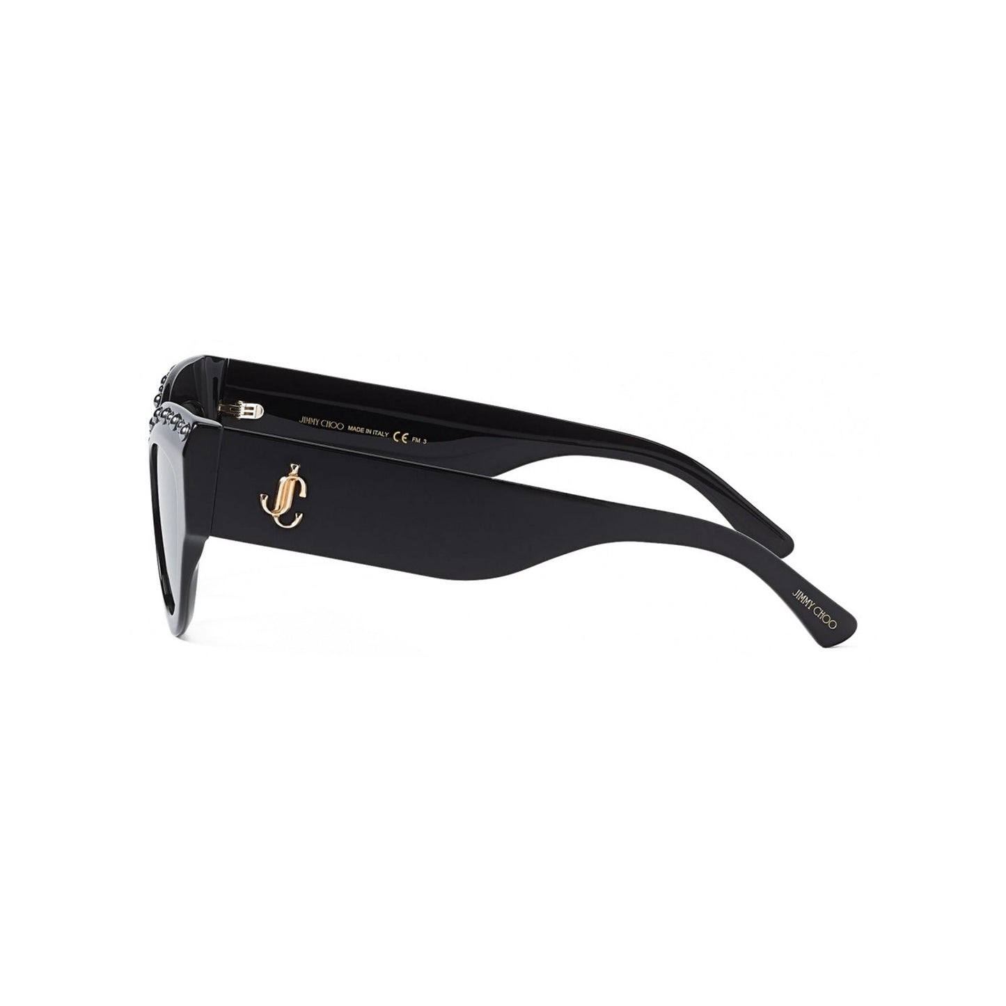 New Jimmy Choo SONJA/G/S Black Cat-Eye Sunglasses with Crystal Stud Trim