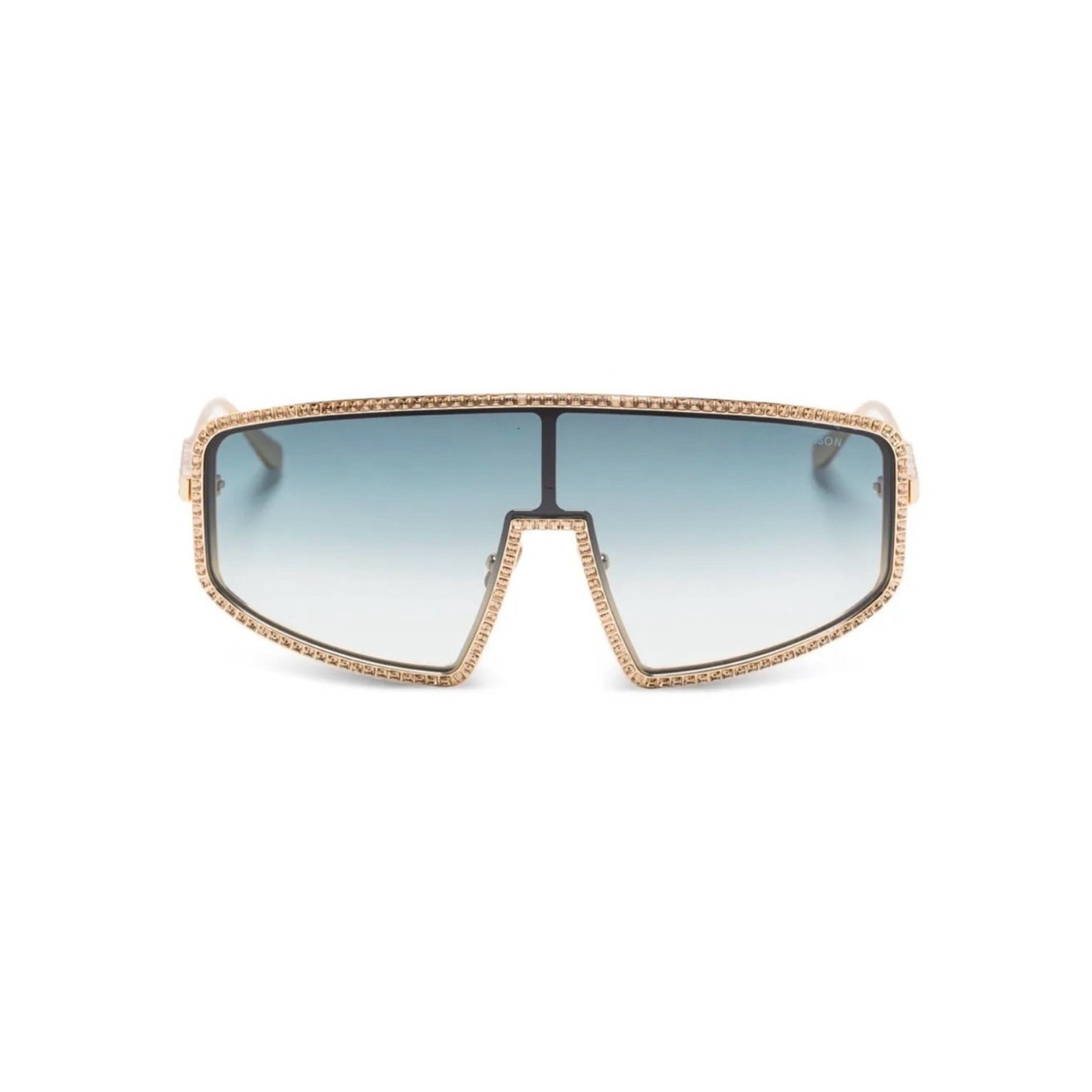 New Anna Karin Karlsson Shady Luv 2.0 Gold Shield Sunglasses Authentic