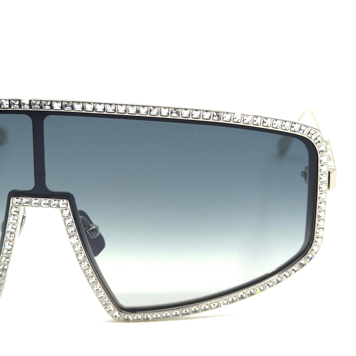 Anna Karin Karlsson Shady Luv 2.0 White Gold Shield Sunglasses Authentic