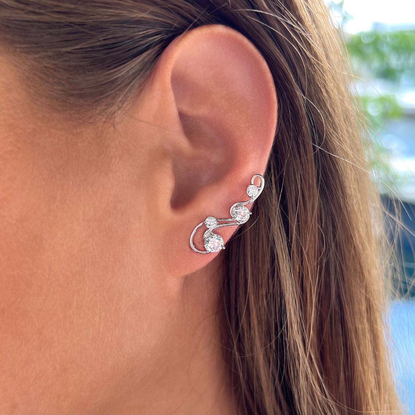 Melody ear climbers with CZ diamonds - 14K Gold