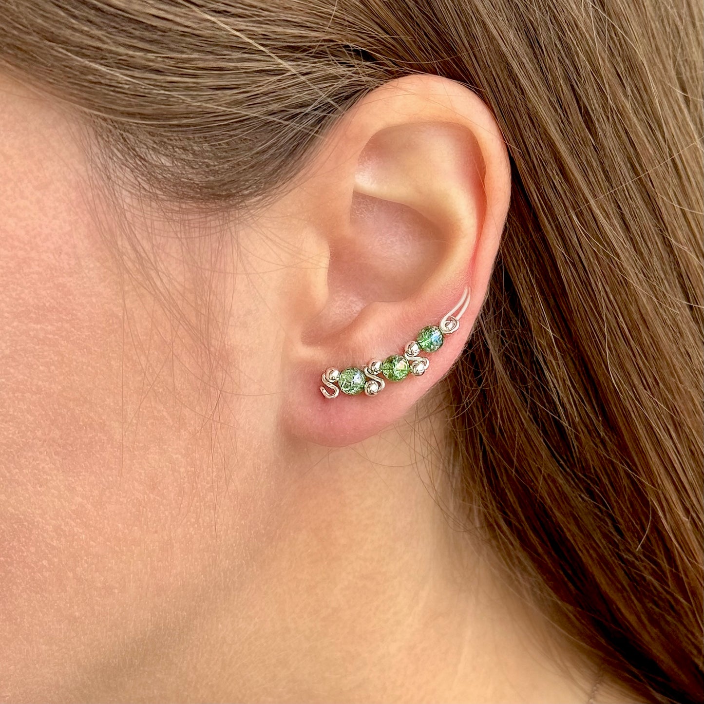 Crystal ear climbers - Sterling Silver 925