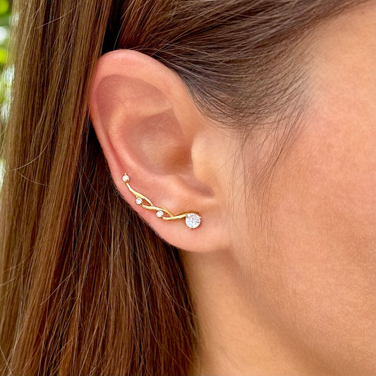 Infinity ear climbers with CZ diamonds - 14K Gold