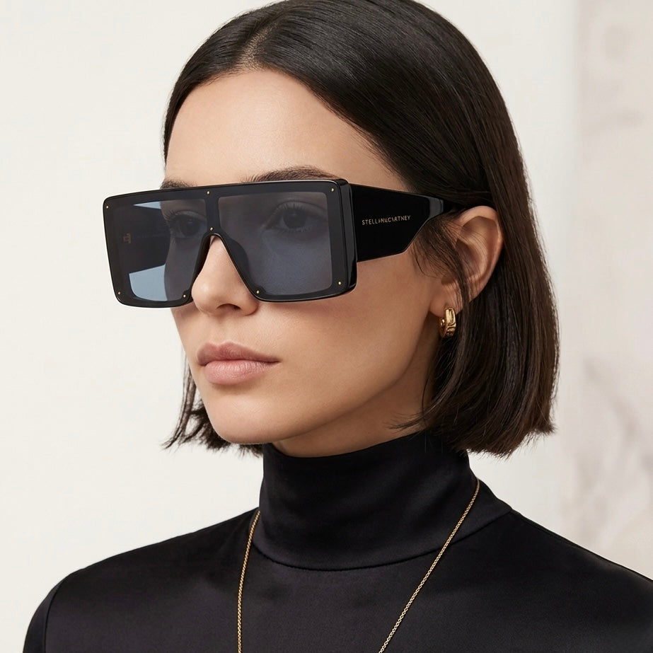 Stella McCartney black sunglasses premium frame detail